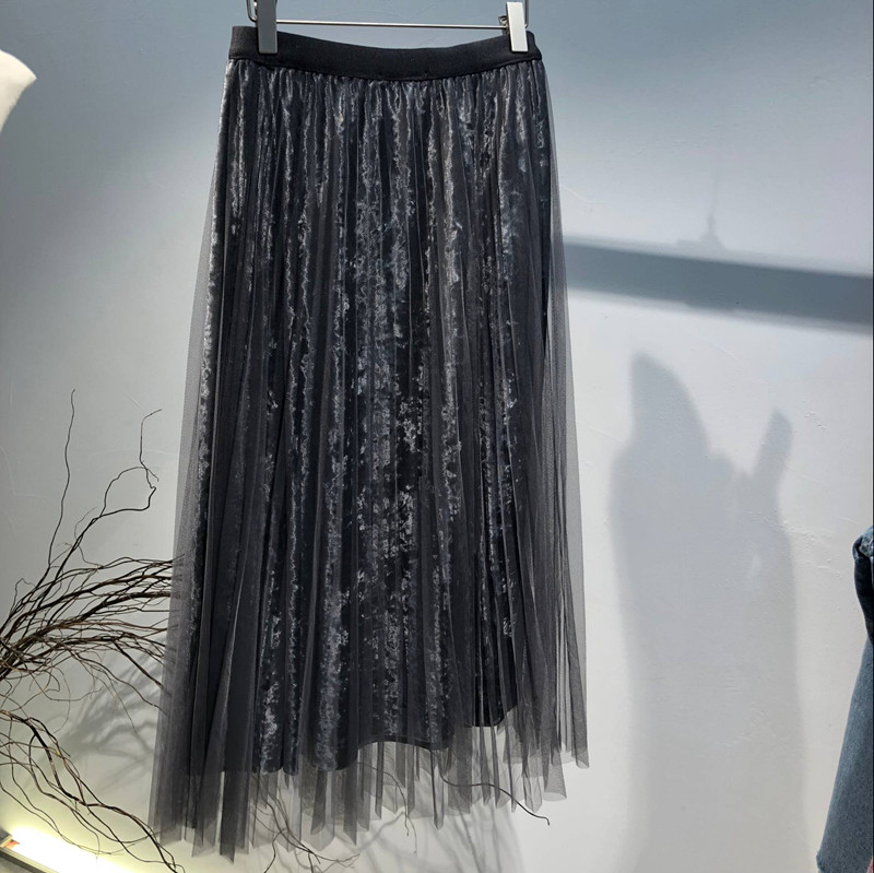 QNI Dongdaemun Hàn Quốc mua 2018 phụ nữ mới của nhung váy 100.416 chân váy tầng