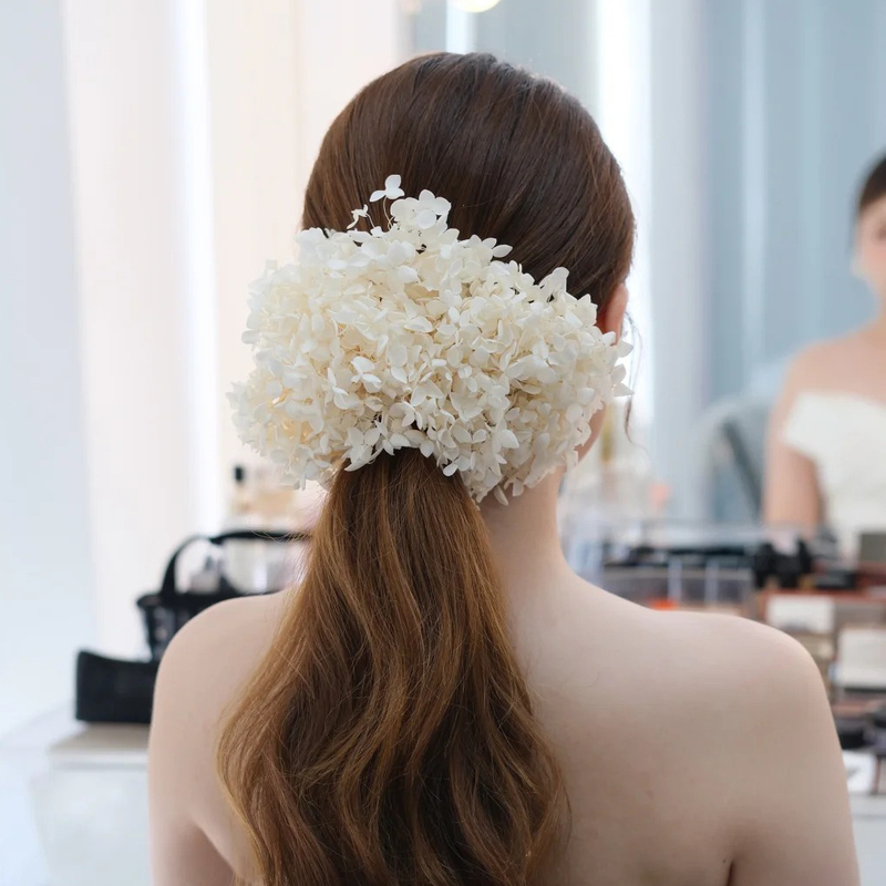 Water Dance B3098 Forest-Style Eternal Flower Dried Flower Bridal Headdress Fairy-Like Hydrangea Flower Headpiece Wedding Dress Accessories