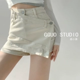 Ретро джинсовая юбка, шорты, летние приталенные штаны, мини-юбка, в американском стиле, с акцентом на бедрах