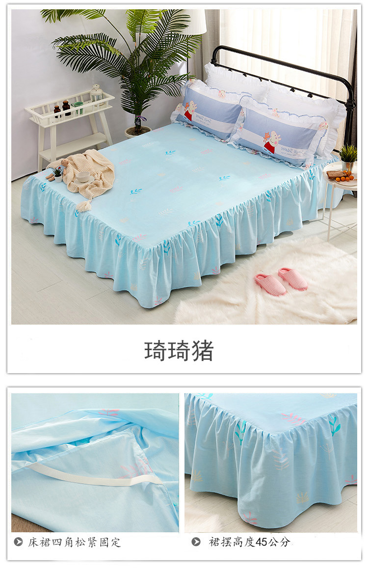 Váy ngủ mùa hè Hàn Quốc cotton twill bed khăn trải giường bụi phủ giường 1.2 / 1.5 / 1.8 / 2.0m - Váy Petti ga giường viền họa tiết
