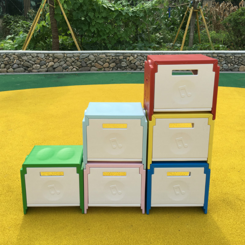 New plastic music stool storage school storage stool stage student six-sided chair music room special building blocks
