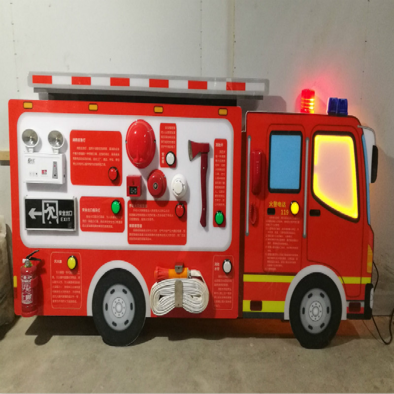 Fire truck kindergarten wall simulation car children's drill car model fire tools display safety knowledge toy car