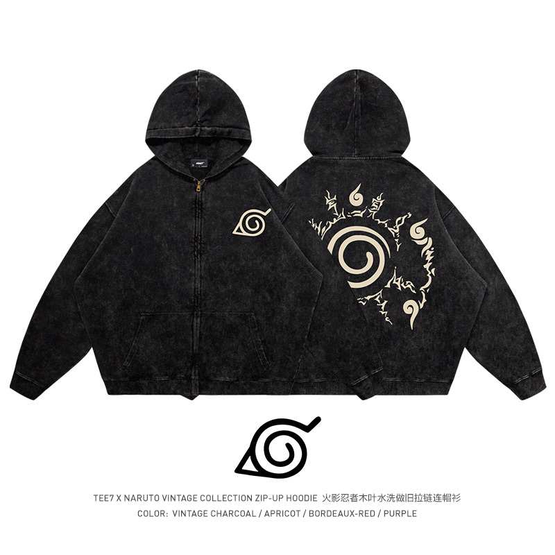 Tee7 Classic Japanese Anime Naruto Nine-Tailed Seal Vintage Washed American-Style Heavyweight Sweatshirt Pure Cotton Hoodie Tee7 Classic Japanese Anime Naruto Nine-Tailed Seal Vintage Washed American-Style Heavyweight Sweatshirt Pure Cotton Hoodie