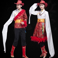 Trang phục biểu diễn Tây Tạng nam người lớn Tây Tạng tay áo biểu diễn trang phục thiểu số Mông Cổ Zhaxi Dele đồ bộ đẹp