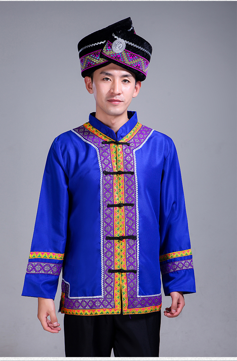 Trang phục khiêu vũ mới Vân Nam Miao nam Quảng Tây biểu diễn quần áo nam giới Quý Châu trang phục biểu diễn thiểu số quần nam đẹp