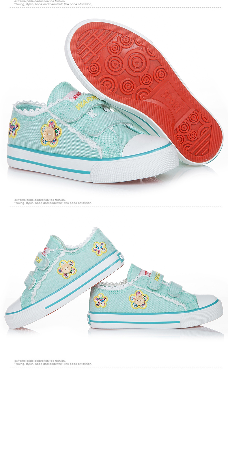 Chaussures de tennis enfants en toile WARRIOR brodé pour printemps - semelle caoutchouc - Ref 1035754 Image 32