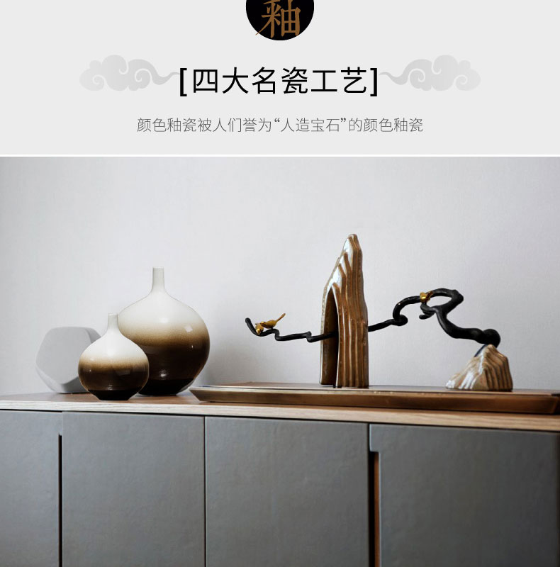 New Chinese style table place indoor sitting room adornment art pottery vase flower arranging dried flowers contracted creative decoration