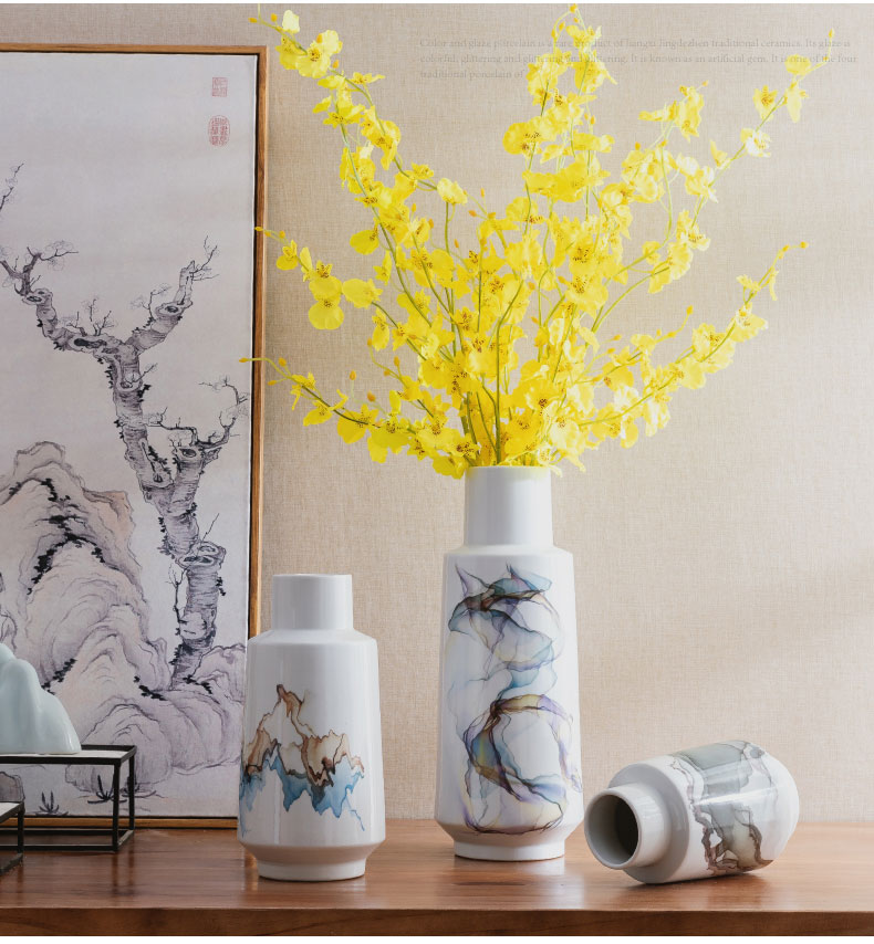 Jingdezhen ceramic table furnishing articles dry flower vase of Chinese style is contracted decorate household simulation TV ark, spent sitting room