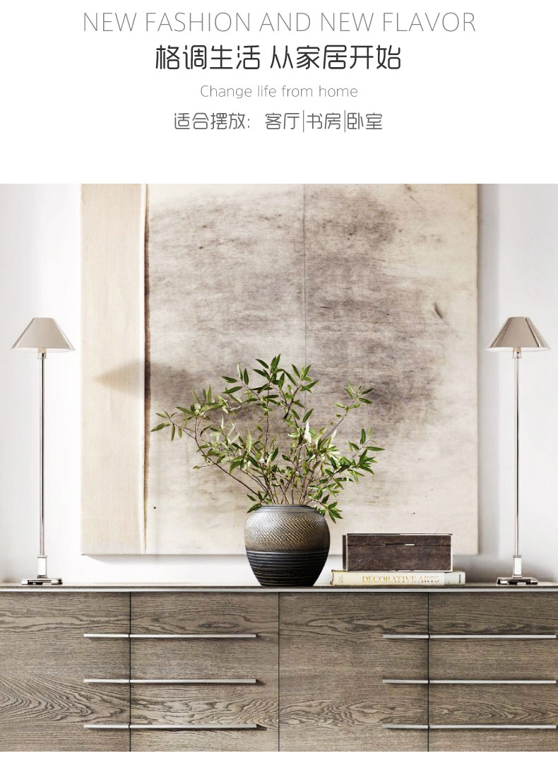 New Chinese style table sitting room put dry flower vase furnishing articles decorations ceramic flower arranging ceramic decoration creative move