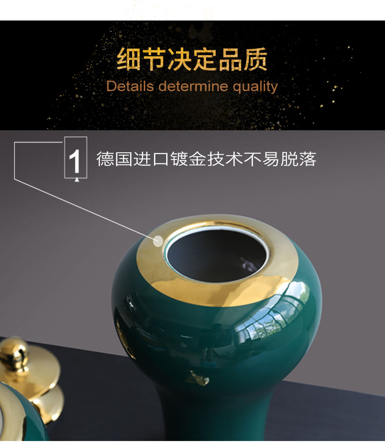 Insert jingdezhen ceramics vase creative modern living room of Chinese style household soft adornment TV ark, gold - plated furnishing articles