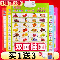 Baby early education has a full set of sound wall charts to see pictures literacy early education wall charts cognition pinyin pronunciation double-sided point-reading wall charts