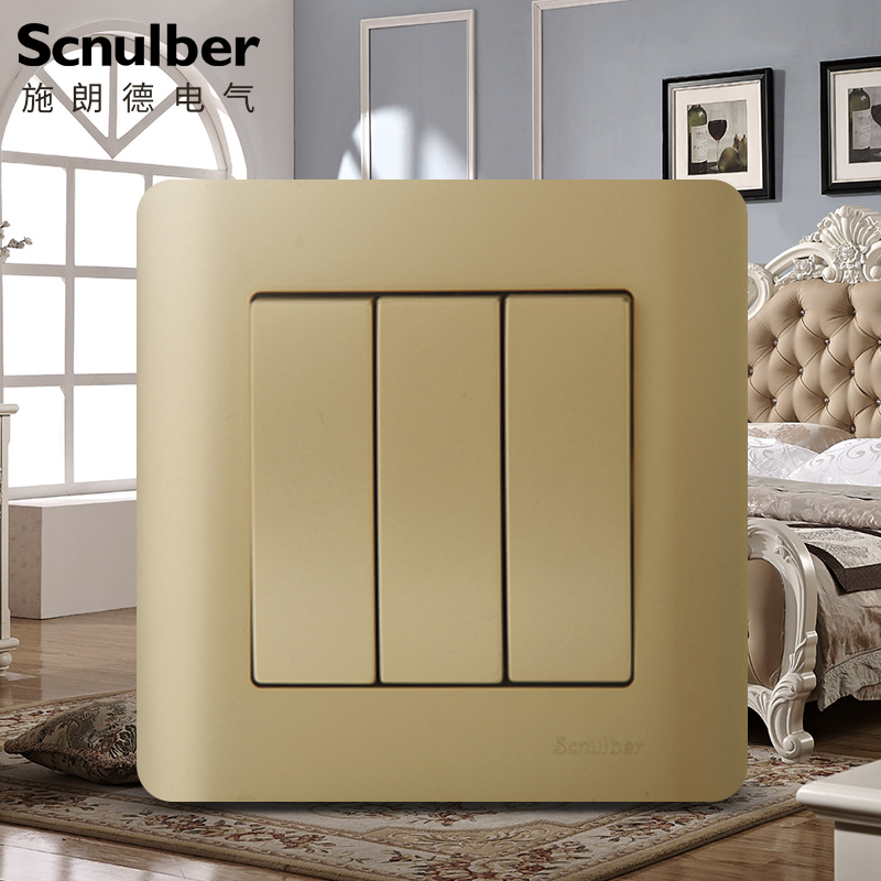 Schlangde electrician 86 type wall switch panel S16 gold triptych 3 open single control 16A button switch