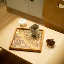 Japan Import Consignment Wood Fine Work Square Home Food Trays Hu Peach Wood Japanese Solid Wood Retro Handmade Tea Tray