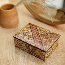 Japan pinning fine workmanship solid wood parquet Japanese style 5-inch first decorated case retro desktop containing box small matter box