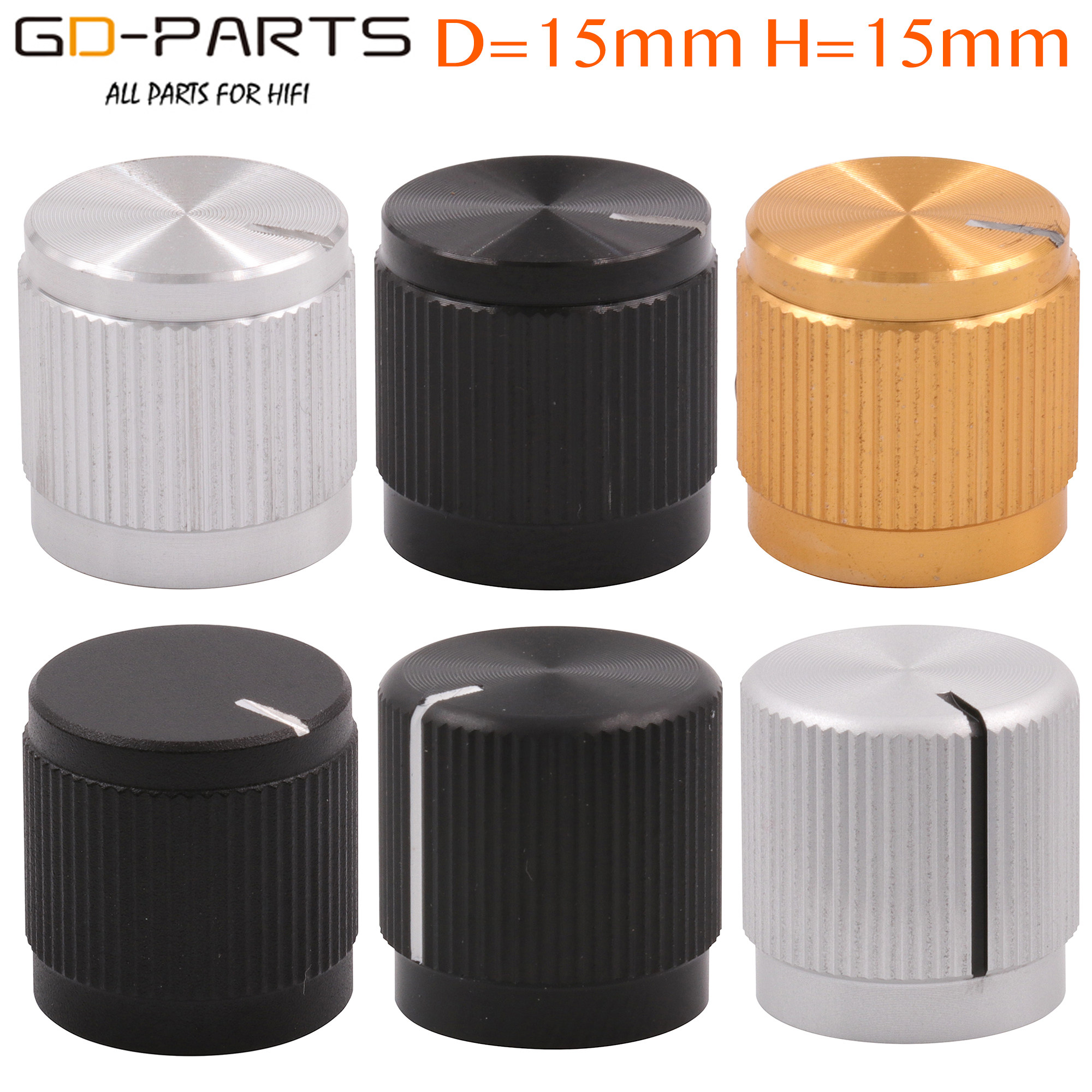 Power Amplifier Case Knob Cap Aluminum Alloy Effectors Guitar Guts front Level CD Machine Volume potentiometers knob 15mm