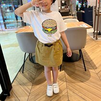 Exit Day Single Summer Tide Card Children Cute Burger T-shirt Boy Girl Pure Cotton Short Sleeve Casual Blouse Parenting