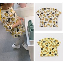 Day single-tide boys and girls summer thin thin short sleeve T-shirts baby baby banana full sweat neutral T