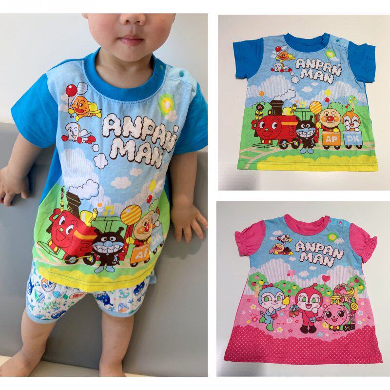 Export to Japan Summer Children's Thin Bread Anpanman Cotton Short Sleeve Cute Cartoon Luminous T-Shirt Baby Men and Women