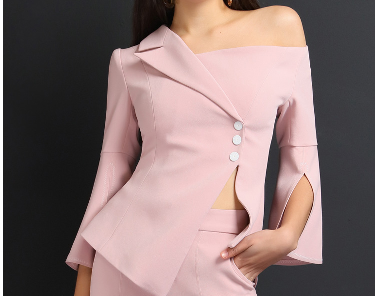 Đầm xòe trễ vai 2019 xuân hè mới eo eo áo sơ mi kèn tay áo khoác yếm dự tiệc trang phục khí chất nữ - Business Suit áo khoác nữ