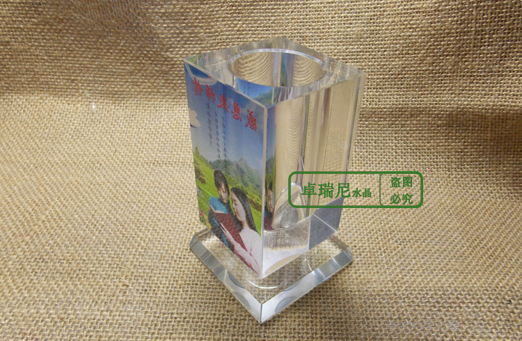 Rotating crystal drill pen holder Crystal photo customization Crystal photo production Teacher's Day gift Practical pen holder Office