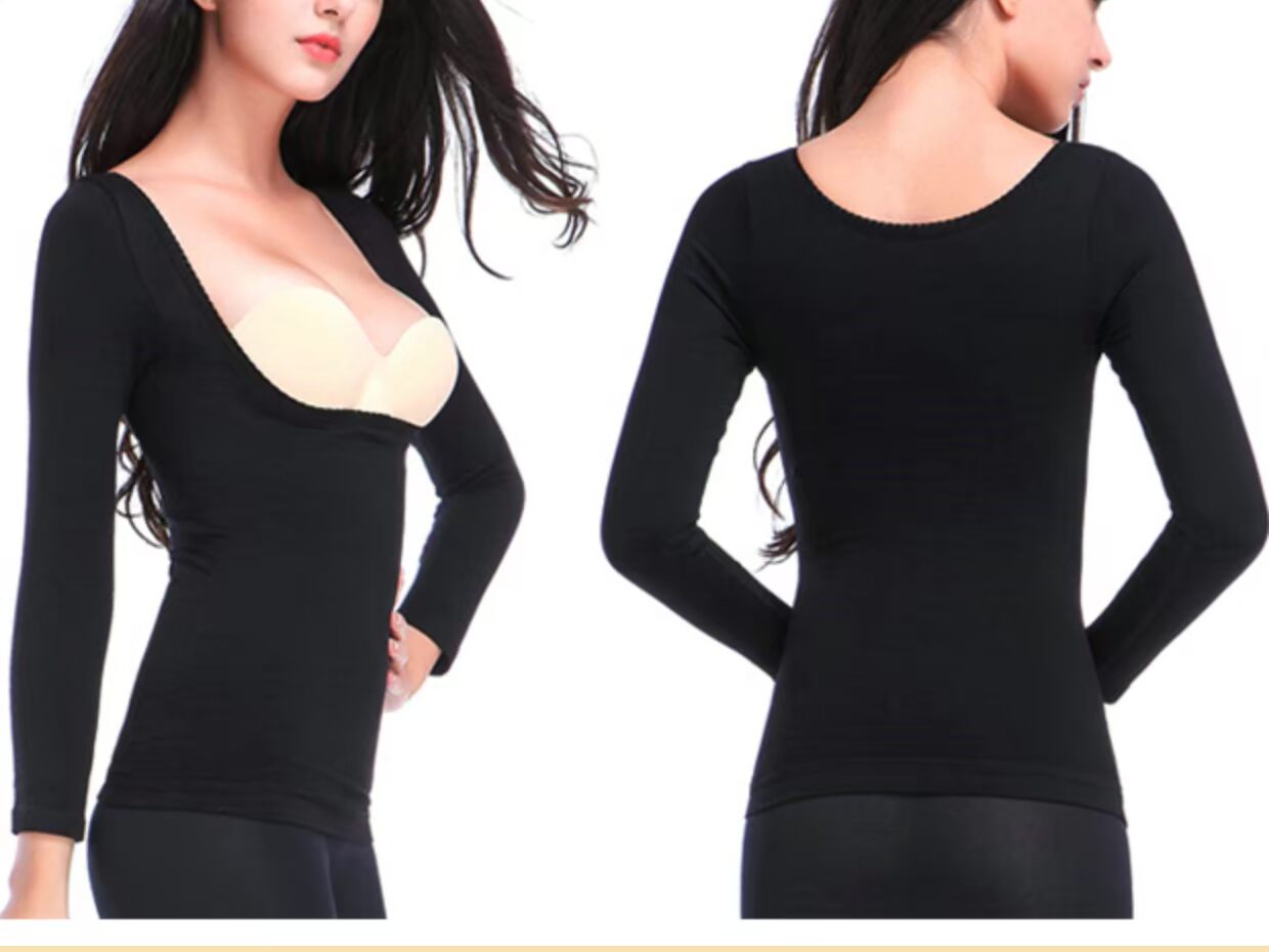 Áo ngực và bụng cộng với nhung dày đồ lót nhiệt sau sinh định hình corset tay áo dài cơ thể làm đẹp quần áo mùa thu quần lót nữ thun lạnh siêu mỏng