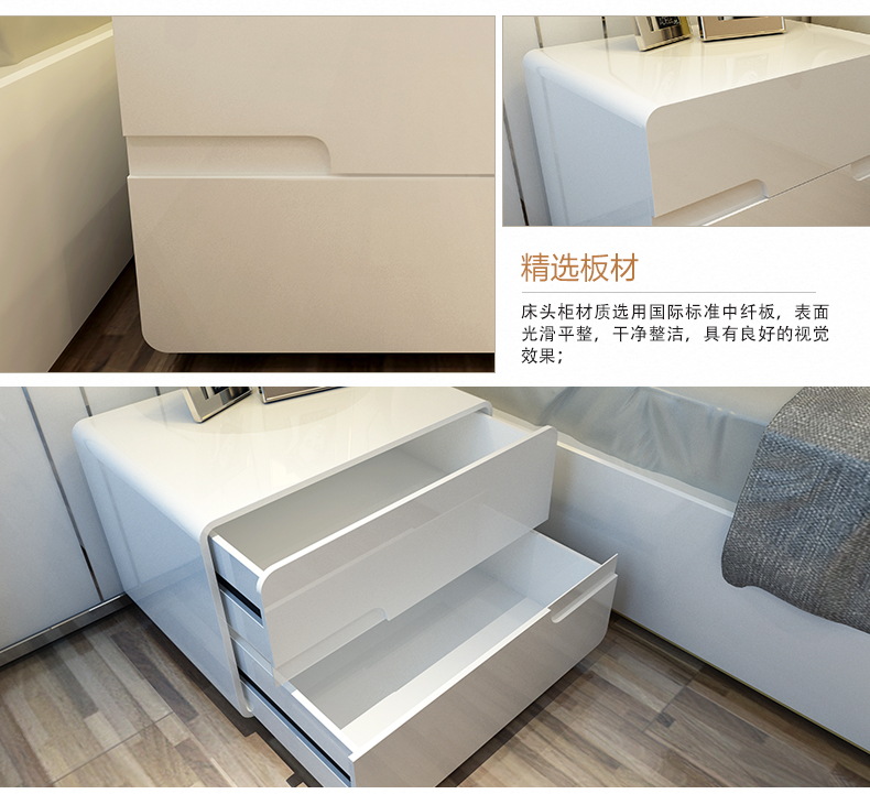 Châu Âu đàn piano màu trắng sơn mài hiện đại nhỏ gọn tủ đầu giường tủ đầu giường đặc biệt lưu trữ phòng ngủ Bắc Âu vận chuyển khép kín - Buồng tủ gỗ ép