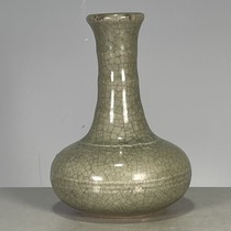 Antiques antiques porcelain supplies old goods collection old kiln porcelain Ru porcelain open piece bamboo section flat belly vase ornaments