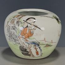 Antique porcelain antiques full product old porcelain old goods Hongxian year pastel figure water basin study decoration bag old