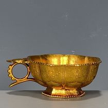 Antique antique collection old objects eight treasures gilt wine glass with Ruyi pattern