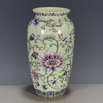 Antique porcelain old and second-hand collection single-color glaze apple green glaze flower vase made during the Qianlong reign of the Qing Dynasty