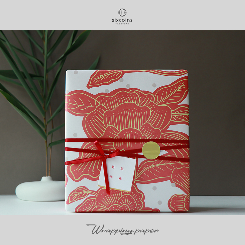 sixcoins new Chinese style geely festive flower red gift gift box new year wedding wedding wedding dang