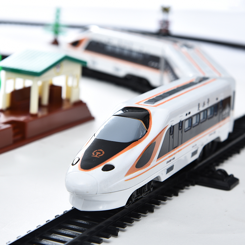 Ole Emulation Revival electric high-speed rail track sound and light Harmony Number bullet train model children train track toy
