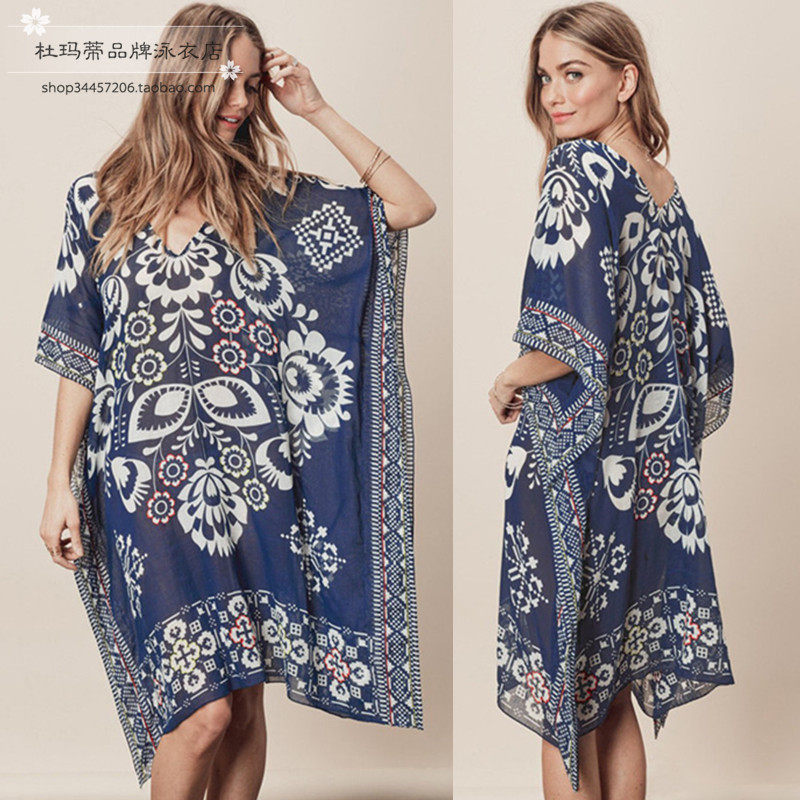 Seaside vacation sunscreen loose size chiffon shirt beach dress beach dress bikini swimsuit jacket blouse woman