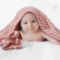 New baby cover blanket all seasons 75 * 120CM soft and comfortable double-layer bean blanket with dolls