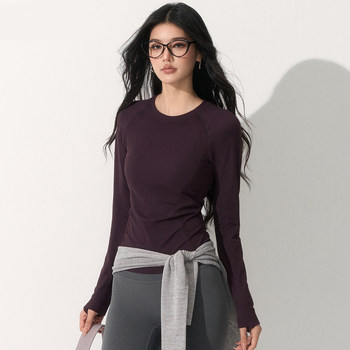 Round neck yoga wear long sleeve top