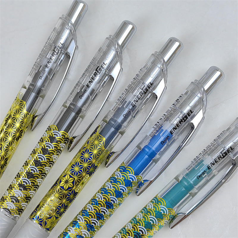 pentel派通和风限定速干中性笔BLN75按动式黑色0.5mm考试水笔鎏金