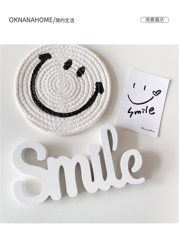 Oknanahome ins домой белый улыбка письмо рабочий стол тумбочка smile деревянный украшение     