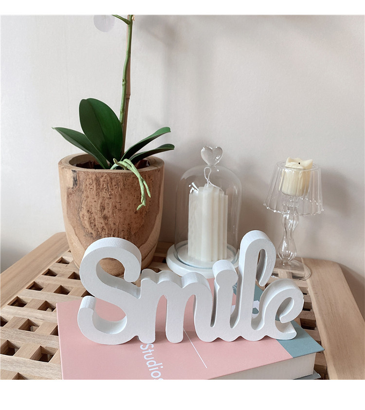 Oknanahome ins домой белый улыбка письмо рабочий стол тумбочка smile деревянный украшение     