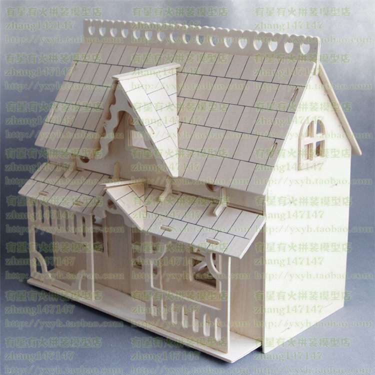 Diy手工木質拼裝建筑模型diy小屋房子迷你小家具過家家立體組裝益智玩具 Yahoo奇摩拍賣