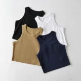 Сексуальный эластичный цветной летний бюстгальтер-топ, майка топ без рукавов, европейский стиль, облегающий крой, с лямками