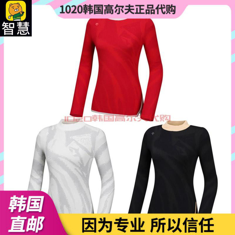 South Korean DESCENTE Dissant Golf Suit Women's Autumn Special Open Collar Turtleneck Knitted Shirt