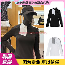 Korea MASTERBUNNY golf suit 21 autumn women lapel collar color slim bar long sleeve T-shirt