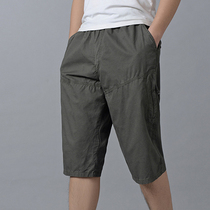 Middle-aged cropped pants men's loose size dad thin summer cotton casual pants middle-aged and elderly shorts