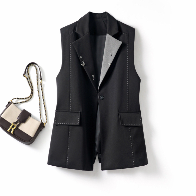 Spring and Summer Niche New Style Simple Versatile Black Design with a High-End Feel Korean Style Casual Loose Sleeveless Vest