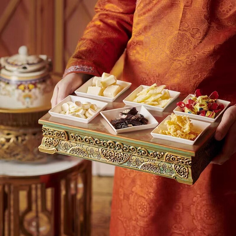 Mongolian Milk Food Platter, Snack Tray, Six-Compartment Tray, Mongolian-Style Tableware, Mongolian Specialty Plate, Solid Wood Carved Plate Mongolian Milk Food Platter, Snack Tray, Six-Compartment Tray, Mongolian-Style Tableware, Mongolian Specialty Plate, Solid Wood Carved Plate