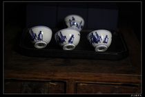 Yuan Gui Hexiang painting industrial and mineral glaze Teacher Chen Lingyan hand-painted blue and white chai kiln firing night banquet picture pounding practice picture cup