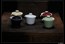 Sold out without goods Jingdezhen handmade Lang Hong Ji blue beans green goose yellow white travel set cover bowl fair set tea