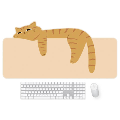 Cute Lazy Cat Waterproof Anti Slip Large Mousepad, Desk Mat- (2mm) X 760x380mm