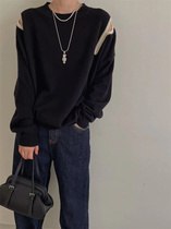 European station 2022 early spring new design off-the-shoulder round neck pullover wool top loose inner knitted sweater women