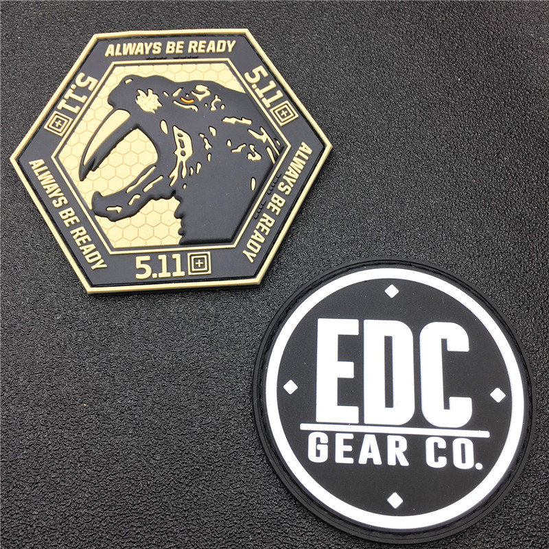 5.11 Polygonal Embossed Sabertooth Tiger EDC Round Player Friend PVC Nylon Magic Buckle Morale Armband